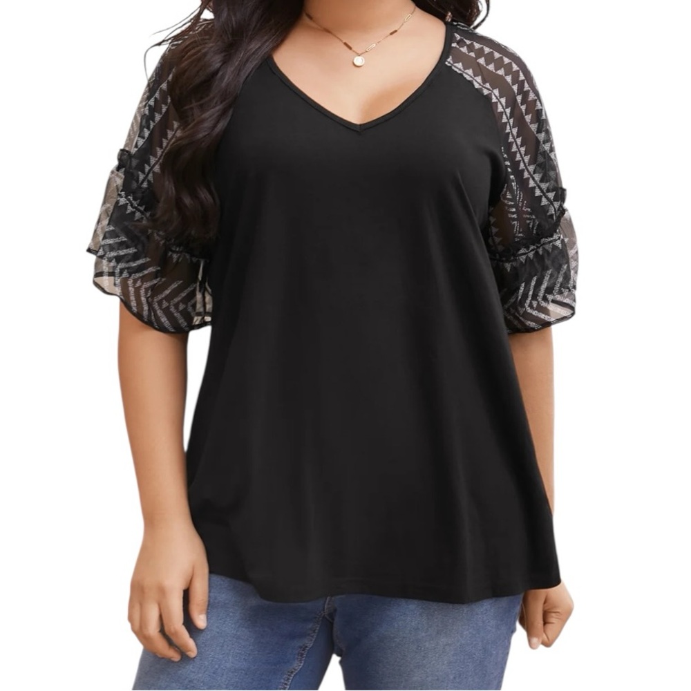 BloomChic - Boho Print Patchwork Raglan Sleeve T-… - image 1